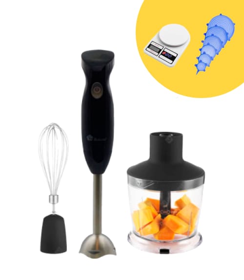 Чудовий кухонний набір занурювальний блендер 3 в 1 + кухонні ваги та набір силіконових кришок